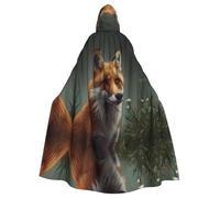 WBQLSL fox cartoon Halloween cape masquerade hooded cape rave party costume (length 147 cm/hood height 38 cm)