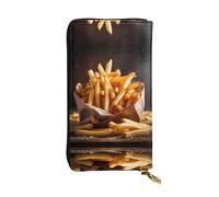 WBQLSL french fried potatoes Long leather clutch with zippered coin purse and 12 credit card slots, lightweight travel cash wallet