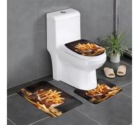 WBQLSL French Fried potatoes3-piece Non-Slip Floor mat Set Flannel Floor mat Bathroom Non-Slip mat Home Decor