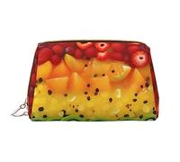 WBQLSL Fresh fruit Leather makeup bag, portable large-capacity makeup storage bag, carry-on travel with pocket makeup bag