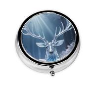 WBQLSL Frost Crystal Antlers Mini medicine box with three compartments, small round medicine box, portable