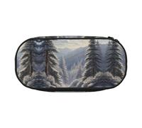 WBQLSL Frosted Pines Printed stationery storage bag - multi-grid layered pencil case portable student pencil bag