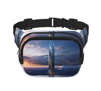 WBQLSL Future Tower of Mount Albert Patterned Stylish Waist Bag, Lightweight Travel Sports Bag, Waterproof and wear-Resistant