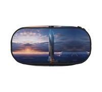 WBQLSL Future Tower of Mount Albert Printed stationery storage bag - multi-grid layered pencil case portable student pencil bag