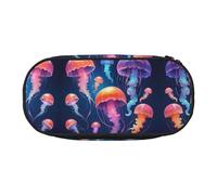 WBQLSL Galaxy Jellyfish Printed stationery storage bag - multi-grid layered pencil case portable student pencil bag