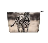WBQLSL Galloping Zebra Corduroy cosmetic bag - travel storage bag, can hold lipstick, powder and other cosmetics