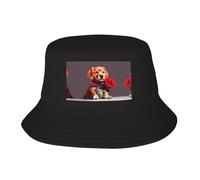 WBQLSL Gentleman-Like Dog Patterned Sunshade Fisherman hat - Foldable and Easy to Store, a Great Tool for Fishing, Hiking, Camping and Beach Vacation! Black, Black, One Size