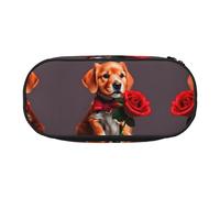 WBQLSL Gentleman-like dog Printed stationery storage bag - multi-grid layered pencil case portable student pencil bag