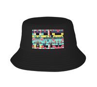 WBQLSL Geometric Patterns Patterned Sunshade Fisherman hat - Foldable and Easy to Store, a Great Tool for Fishing, Hiking, Camping and Beach Vacation! Black, Black, One Size