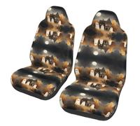WBQLSL Ghosts under the moon Printed Car Seat Covers 2-Piece Pack - Front Seat Backrest Cushions Suitable for Sedans, SUVs, Trucks, Vans