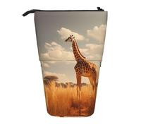 WBQLSL Giraffes Printed Retractable Pencil case, Perfect for Makeup, Stationery, or a Coin Purse.