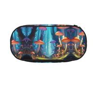 WBQLSL Glowing Mushroom Printed stationery storage bag - multi-grid layered pencil case portable student pencil bag