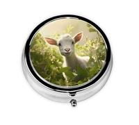 WBQLSL Goat nature babies Mini medicine box with three compartments, small round medicine box, portable