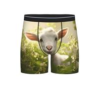 WBQLSL Goat nature babies Printed men's boxer briefs, breathable, quick-drying, seamless briefs, Black, L
