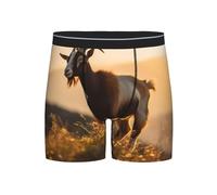 WBQLSL goats Printed men's boxer briefs, breathable, quick-drying, seamless briefs, Black, L