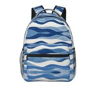 WBQLSL Gradient Blue River Lightweight travel backpack suitable for hiking, business trips, camping, fitness, school, university, and other occasions, featuring a multi-pocket design.