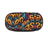 WBQLSL Graffiti style letters Printed stationery storage bag - multi-grid layered pencil case portable student pencil bag