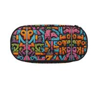 WBQLSL Graffiti white border letters Printed stationery storage bag - multi-grid layered pencil case portable student pencil bag