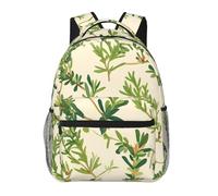 WBQLSL Grass leaf texture Lightweight travel backpack suitable for hiking, business trips, camping, fitness, school, university, and other occasions, featuring a multi-pocket design.