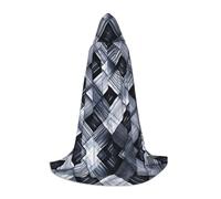 WBQLSL Gray and white checkered fabric Patterned L Wizard Cape, Suitable for Adults & Teens Cosplay, Full Size Range S, M, L