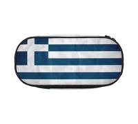 WBQLSL greek flag Printed stationery storage bag - multi-grid layered pencil case portable student pencil bag
