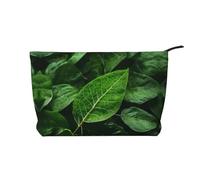 WBQLSL Green Leaf Nature Printed corduroy cosmetic bag - travel essential cosmetic storage bag