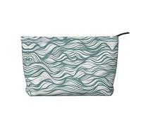 WBQLSL Green wavy stripe Corduroy cosmetic bag - travel storage bag, can hold lipstick, powder and other cosmetics