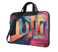 WBQLSL Grid Corridor 14 inch Printing laptop crossbody bag and briefcase, easy to carry for business trips and work