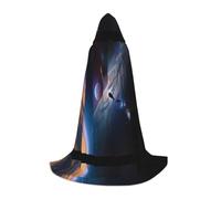 WBQLSL Halloween Costume, A fascinating universe Printed L Wizard Cape, Suitable for Adults & Teens, Sizes S, M, L Available