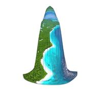 WBQLSL Halloween Costume, An island in the ocean Printed L Wizard Cape, Suitable for Adults & Teens, Sizes S, M, L Available