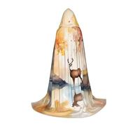 WBQLSL Halloween Costume, beautiful deer Printed M Wizard Cape, Suitable for Adults & Teens, Sizes S, M, L Available