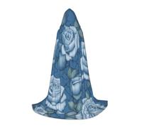 WBQLSL Halloween Costume, Beautiful roses on blue background Printed L Wizard Cape, Suitable for Adults & Teens, Sizes S, M, L Available