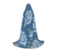 WBQLSL Halloween Costume, Beautiful roses on blue background Printed S Wizard Cape, Suitable for Adults & Teens, Sizes S, M, L Available