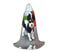 WBQLSL Halloween Costume, Black and white puppy Printed L Wizard Cape, Suitable for Adults & Teens, Sizes S, M, L Available
