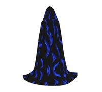 WBQLSL Halloween Costume, Blue flame pattern Printed L Wizard Cape, Suitable for Adults & Teens, Sizes S, M, L Available