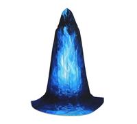 WBQLSL Halloween Costume, Blue Spirit Flame Printed S Wizard Cape, Suitable for Adults & Teens, Sizes S, M, L Available