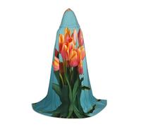 WBQLSL Halloween Costume, Bright tulips Printed S Wizard Cape, Suitable for Adults & Teens, Sizes S, M, L Available