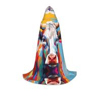 WBQLSL Halloween Costume, Colorful Cow Printed S Wizard Cape, Suitable for Adults & Teens, Sizes S, M, L Available