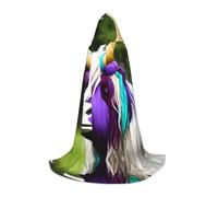 WBQLSL Halloween Costume, Colorful cow's head Printed M Wizard Cape, Suitable for Adults & Teens, Sizes S, M, L Available