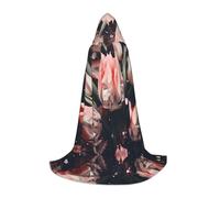 WBQLSL Halloween Costume, Crystal Pink Tulips Printed L Wizard Cape, Suitable for Adults & Teens, Sizes S, M, L Available