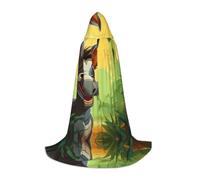 WBQLSL Halloween Costume, Cute donkey Printed L Wizard Cape, Suitable for Adults & Teens, Sizes S, M, L Available