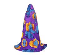 WBQLSL Halloween Costume, Cute Little Elephant Printed L Wizard Cape, Suitable for Adults & Teens, Sizes S, M, L Available
