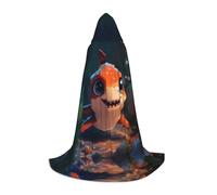 WBQLSL Halloween Costume, Cute little shark Printed S Wizard Cape, Suitable for Adults & Teens, Sizes S, M, L Available