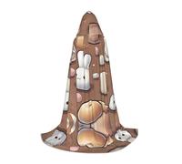 WBQLSL Halloween Costume, Cute pattern marshmallow Printed L Wizard Cape, Suitable for Adults & Teens, Sizes S, M, L Available