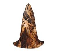 WBQLSL Halloween Costume, Dark Brown Palm Leaves Printed M Wizard Cape, Suitable for Adults & Teens, Sizes S, M, L Available