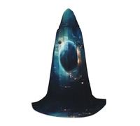 WBQLSL Halloween Costume, Deep Blue Planet Printed S Wizard Cape, Suitable for Adults & Teens, Sizes S, M, L Available