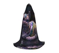 WBQLSL Halloween Costume, Diamond Cat Printed L Wizard Cape, Suitable for Adults & Teens, Sizes S, M, L Available