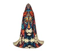 WBQLSL Halloween Costume, Dominant Lion Printed S Wizard Cape, Suitable for Adults & Teens, Sizes S, M, L Available