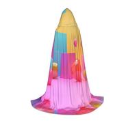 WBQLSL Halloween Costume, Dopamine Color Blocks Printed M Wizard Cape, Suitable for Adults & Teens, Sizes S, M, L Available