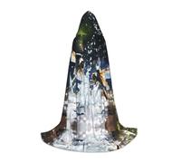 WBQLSL Halloween Costume, Dragonflies at play Printed M Wizard Cape, Suitable for Adults & Teens, Sizes S, M, L Available